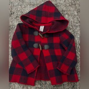 Plaid Red and Black Kids Hooded Coat